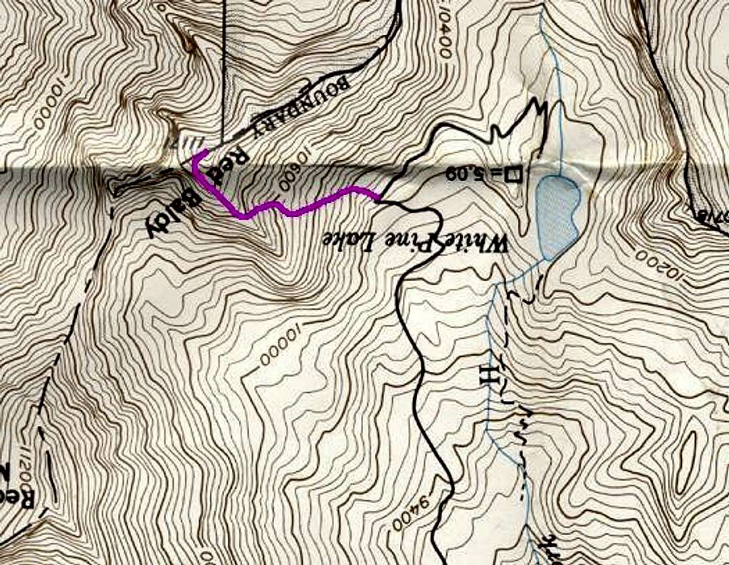 Topo showing route up Red...