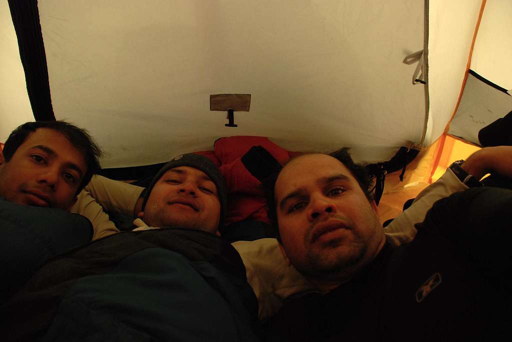All three of us in the tent