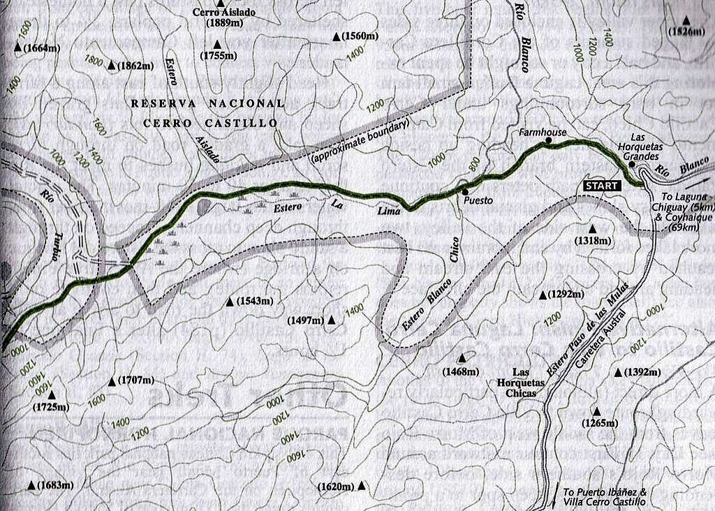 Map of Cordillera Castillo (East Part)