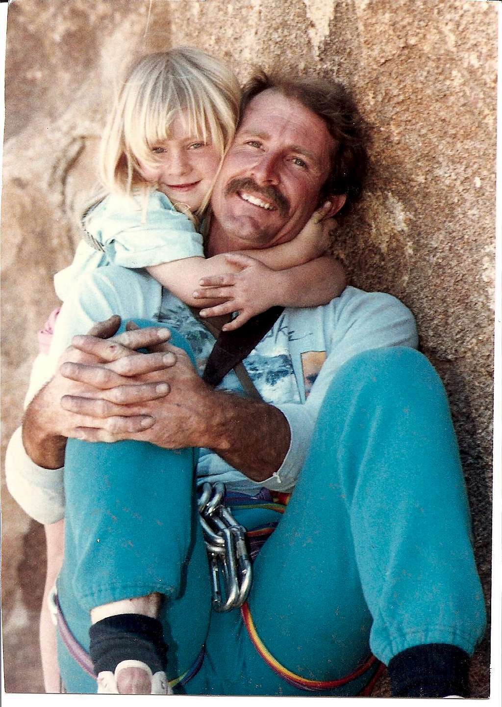 My daughter and me when she was 5 yrs. old climbing at Joshsua Tree State Park Calif.