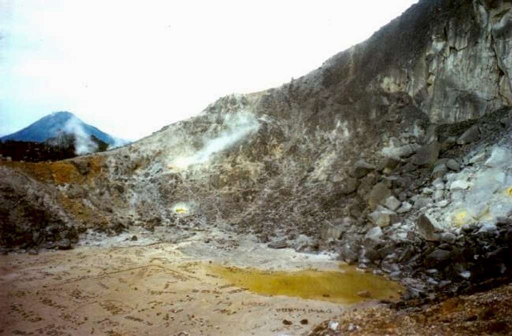 the sulphur gushing out from...