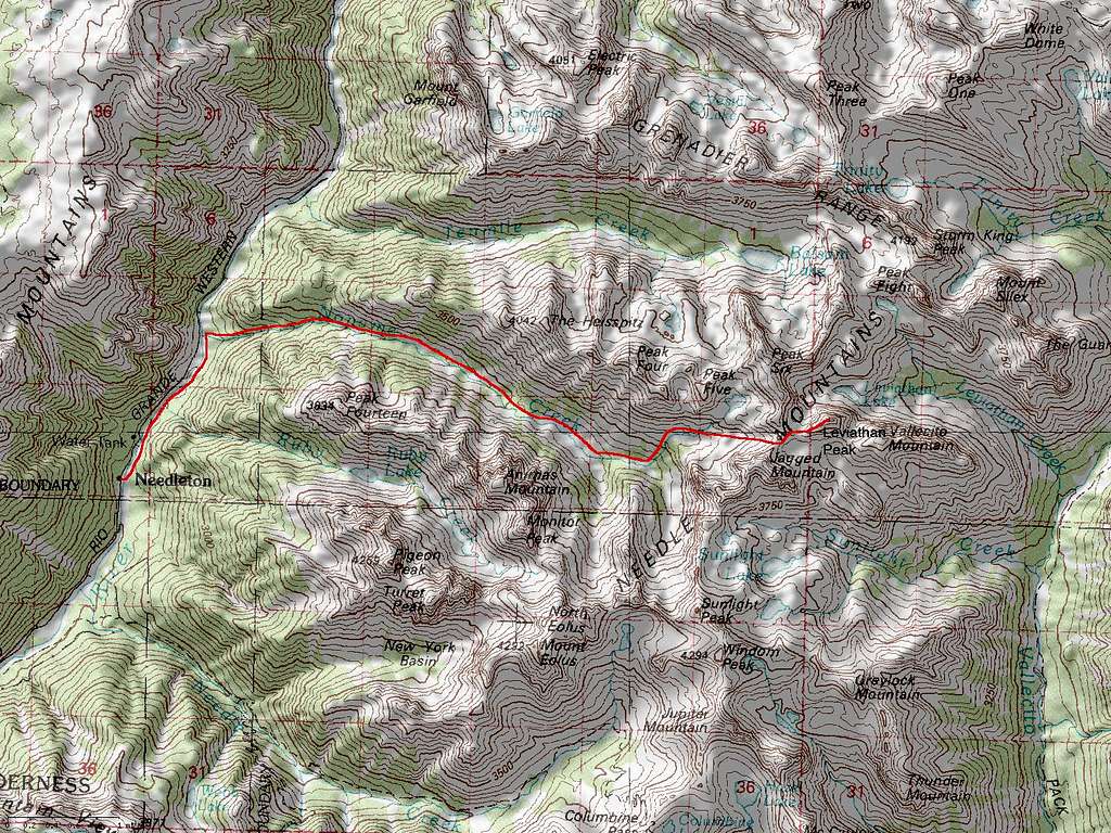 Leviathan Peak's Southwest Ridge Noname Creek Approach Route