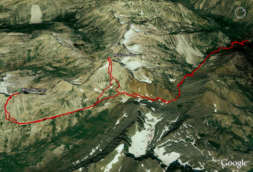 Whorl and Matterhorn Google Earth Image