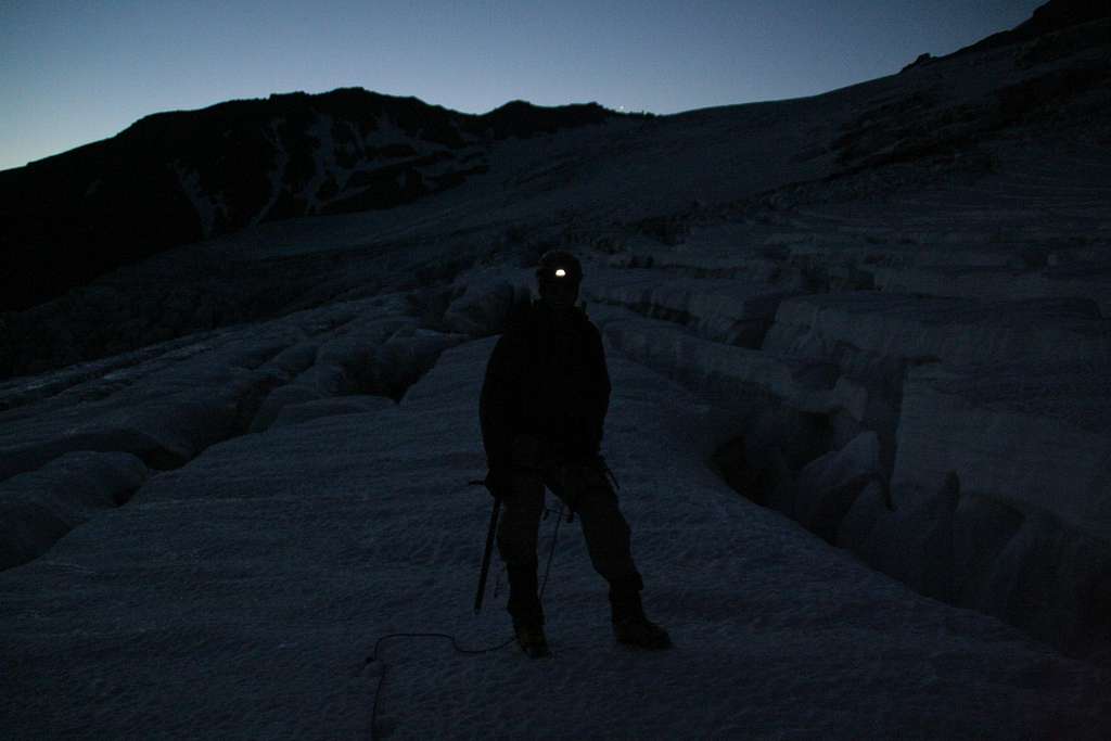 Early morning between Coleman Glacier crevasses