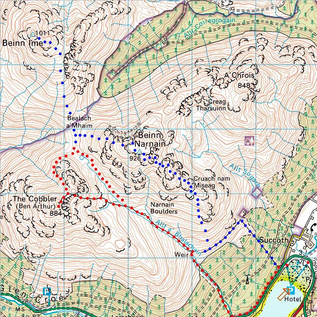 Ben Arthur + Bein Ime and Narnain Map