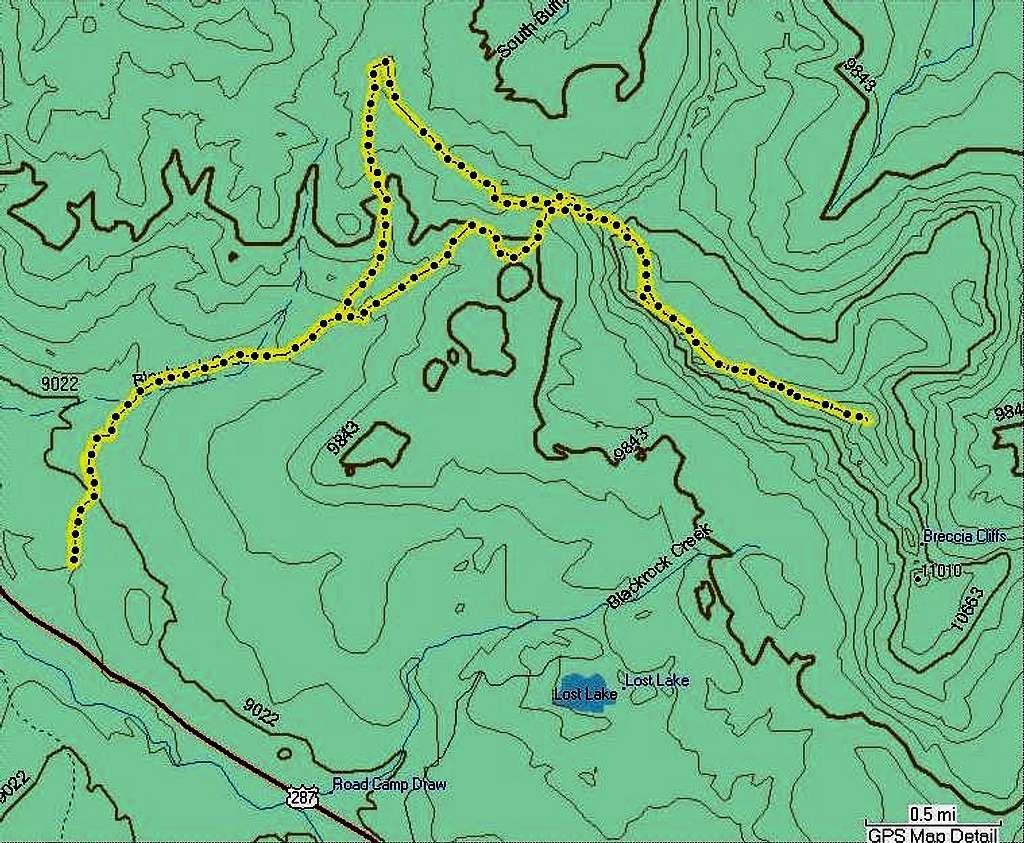 Topo of Breccia Peak Route
