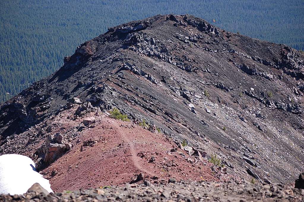 Looking back down to the false summit of Diamond Peak