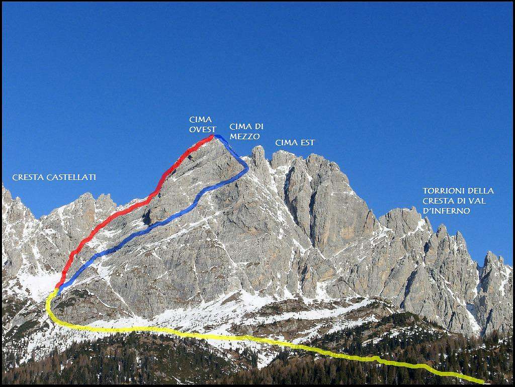 Monte Brentoni - normal routes to the west summit