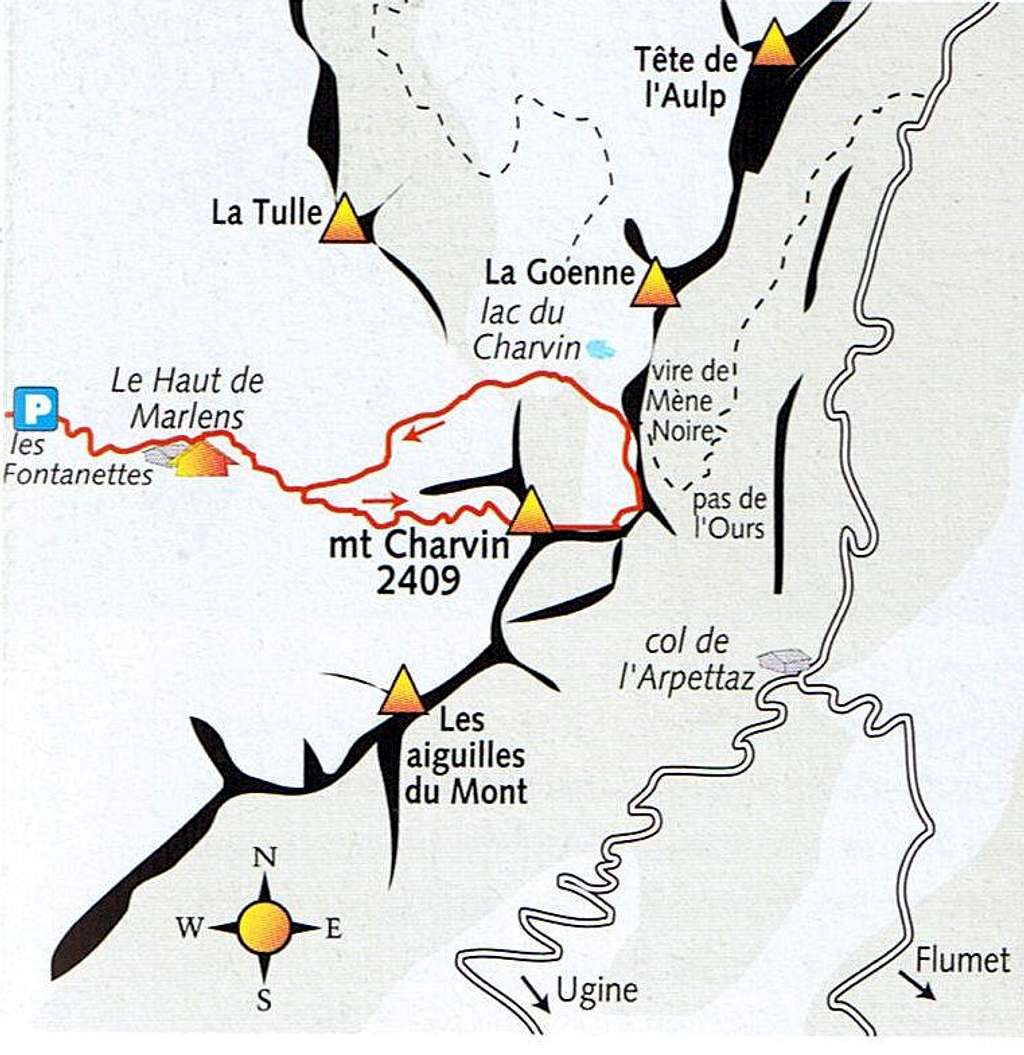 Access map to Mont Charvin