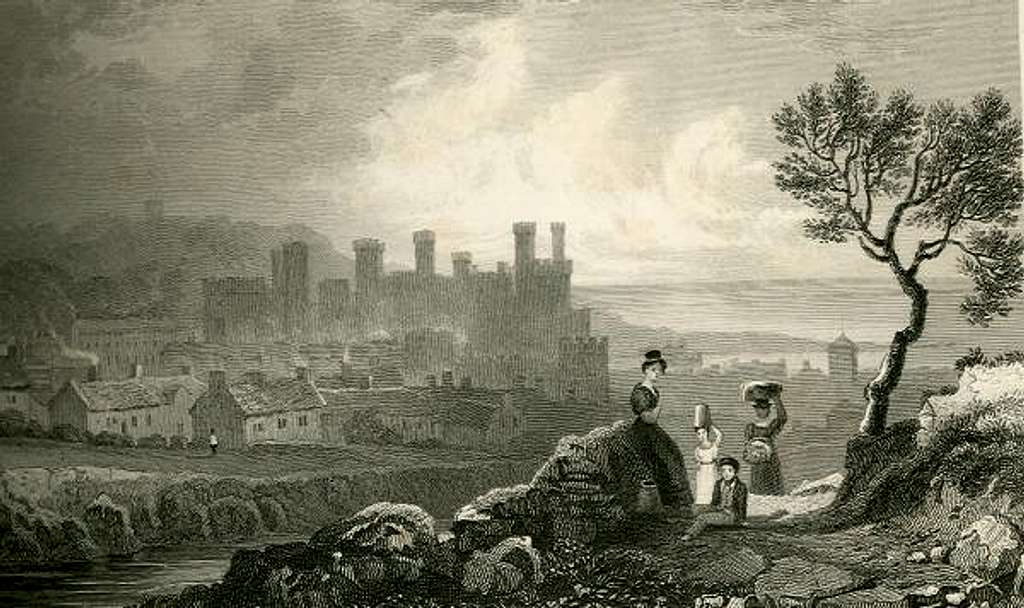 Engraving of Caernarfon circa 1830