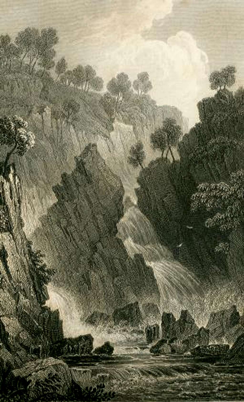 Engraving of Fall of the Conway circa 1830