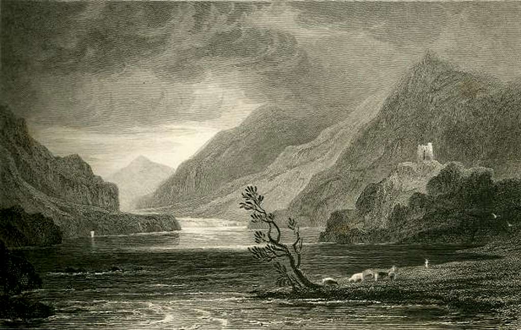 Engraving of Llanberis Lake circa 1830