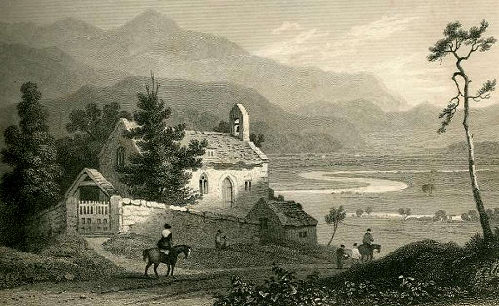 Engraving of Llanelltyd circa 1830