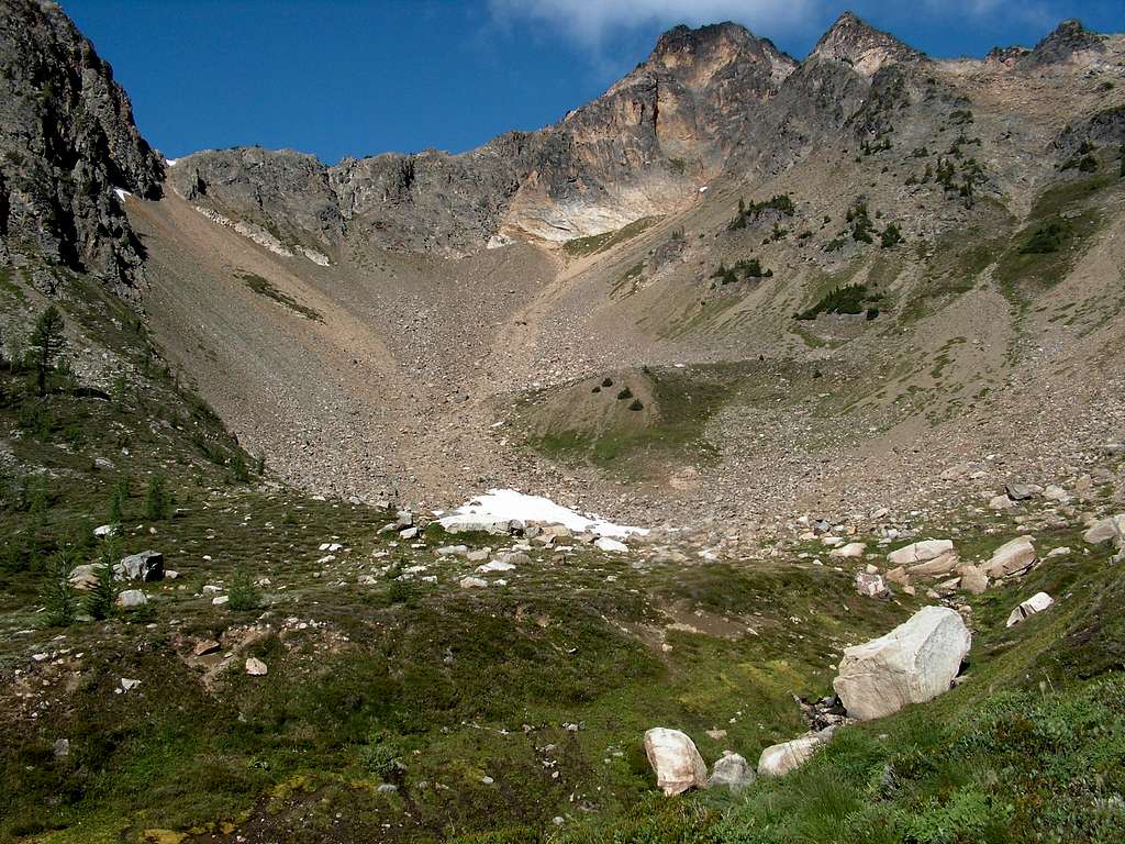 Open basin between Cutthroat and Whister