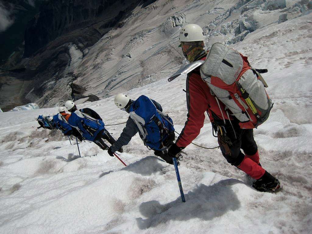 Roped team on descent
