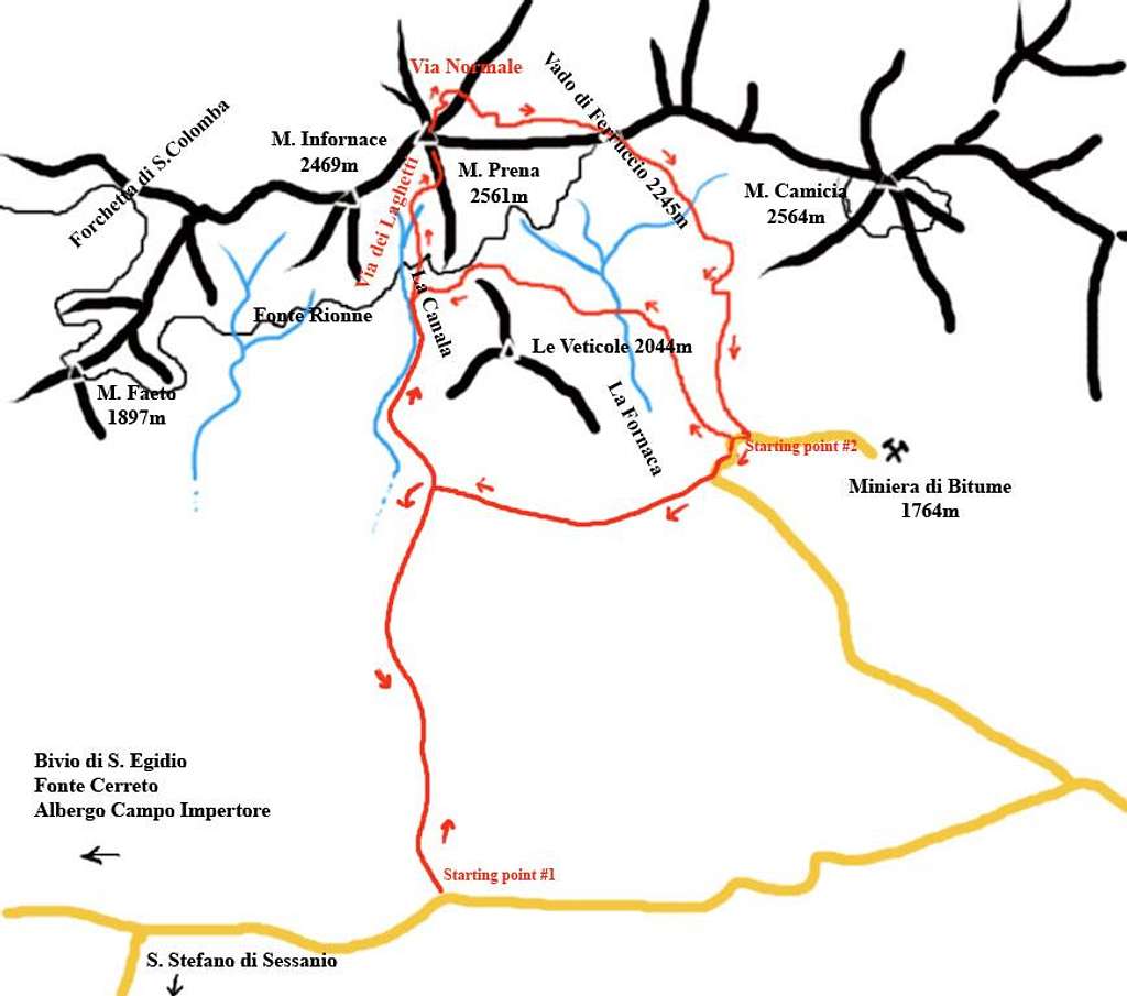 Monte Prena south side Map