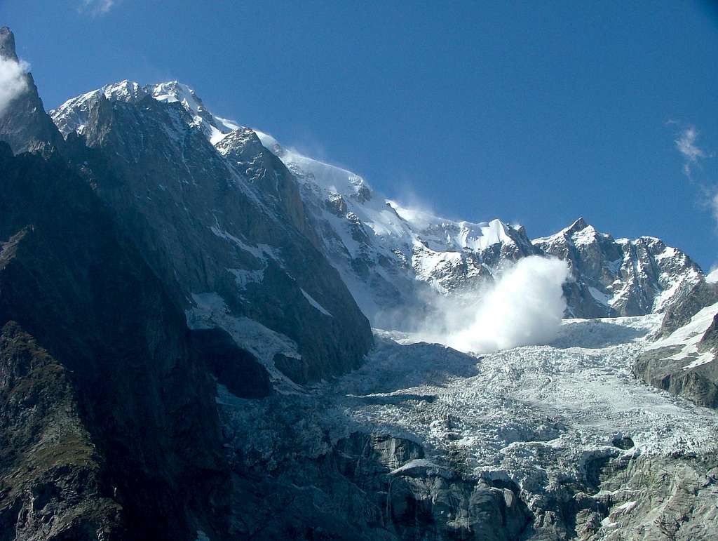 Mont Blanc brenva face - huge icefall