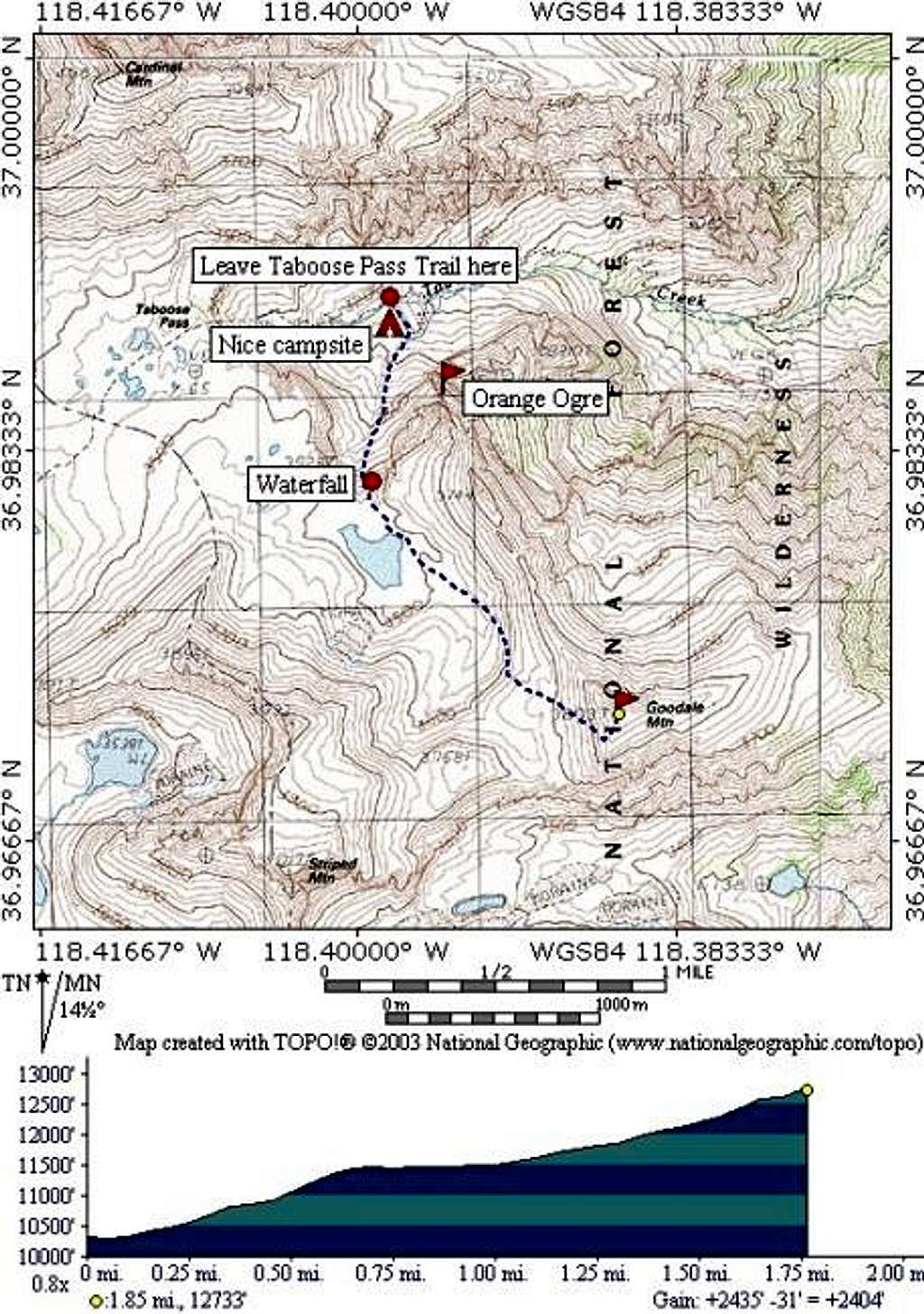 West Face route from Taboose...