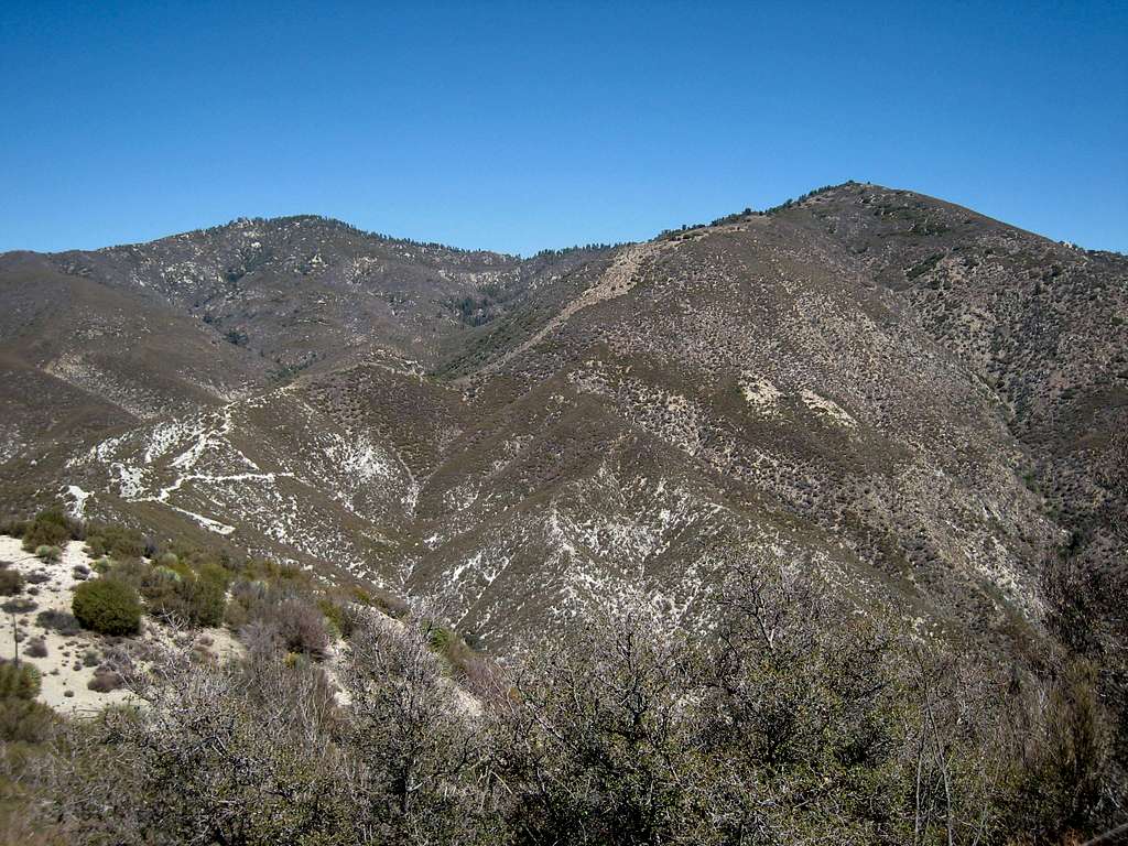 Granite Mtn. #1 (6,600')(L) and Round Top Mtn. (6,316')(R), San Gabriel Mtns.