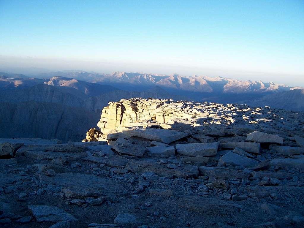 The top of Whitney just after sunrise