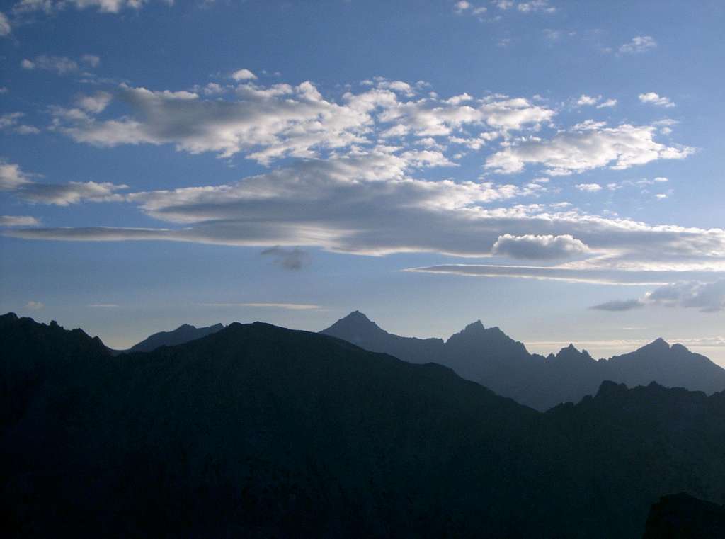 Mount Brewer and North Guard Silhouettes above West Vidette