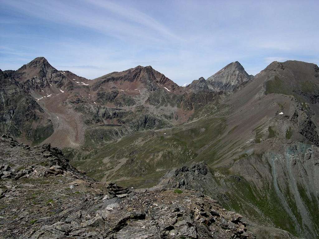 Emilius group and S-SE Ridge of Punta di Leppe seen from Punta di Laval