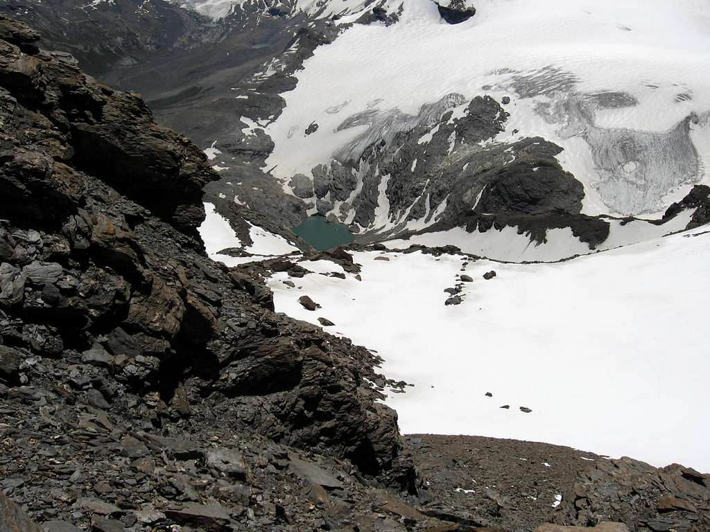 The snow slopes below the summit.