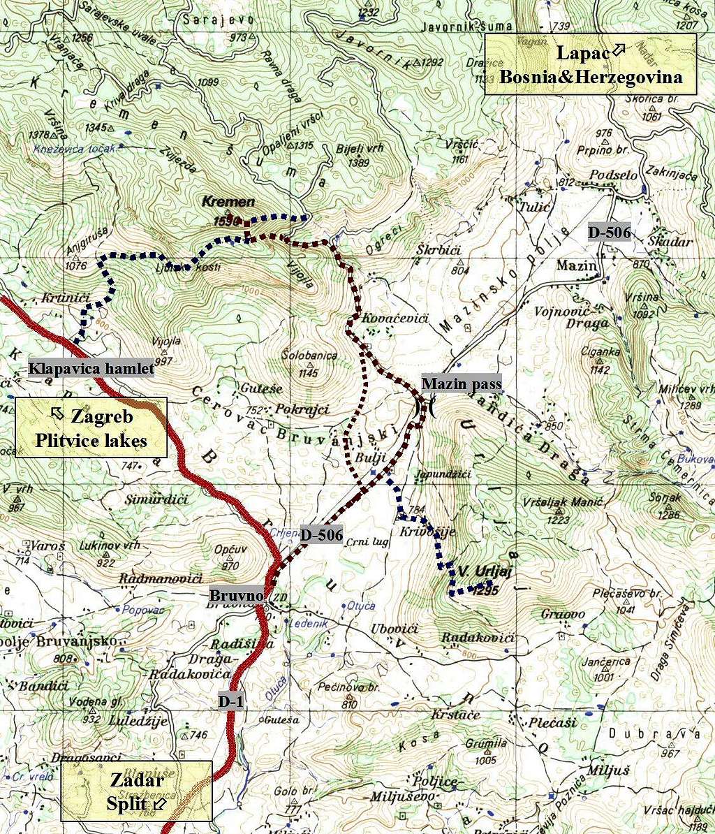 Kremen - Hiking map