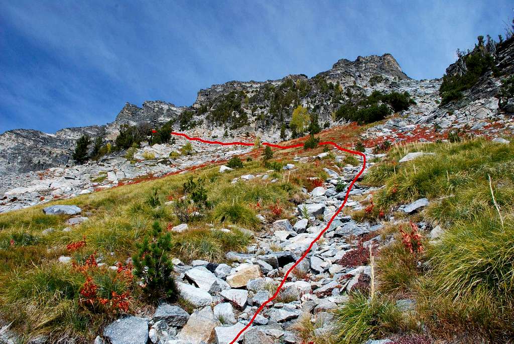 Route up Dry Streambed