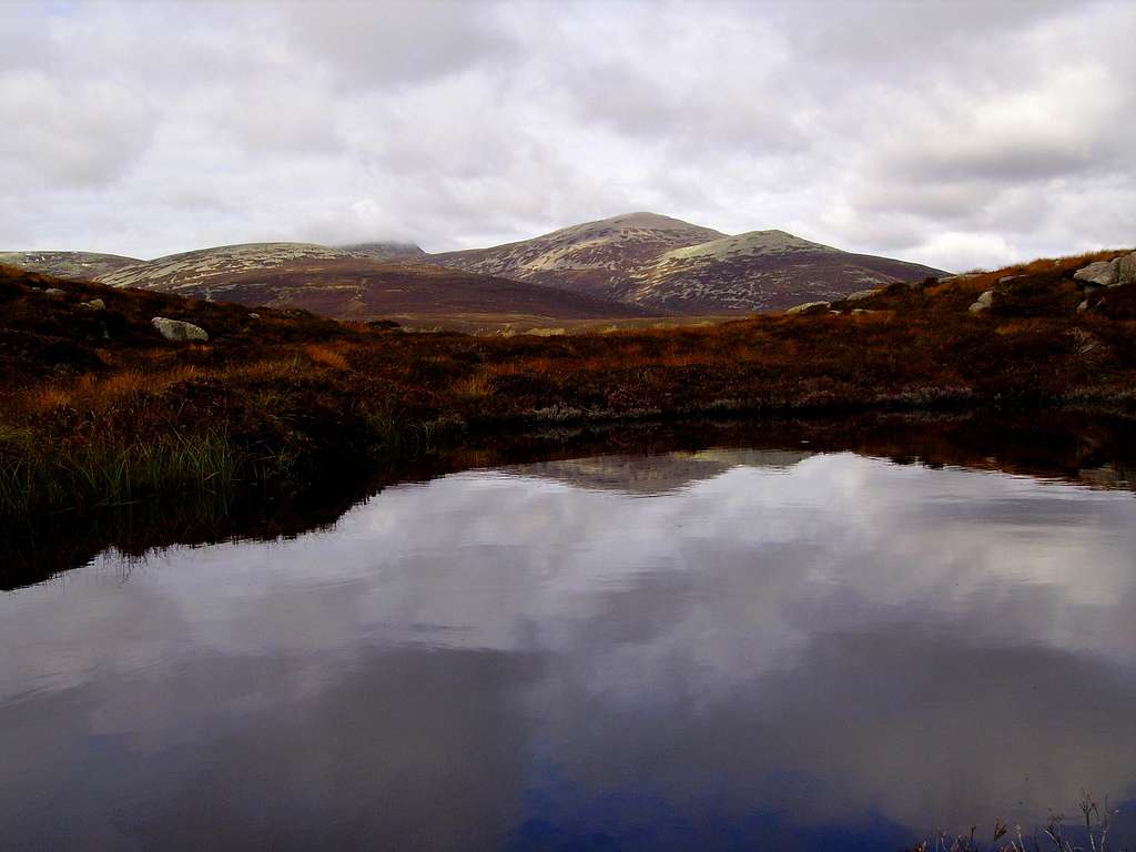 Lochnagar across small lake.