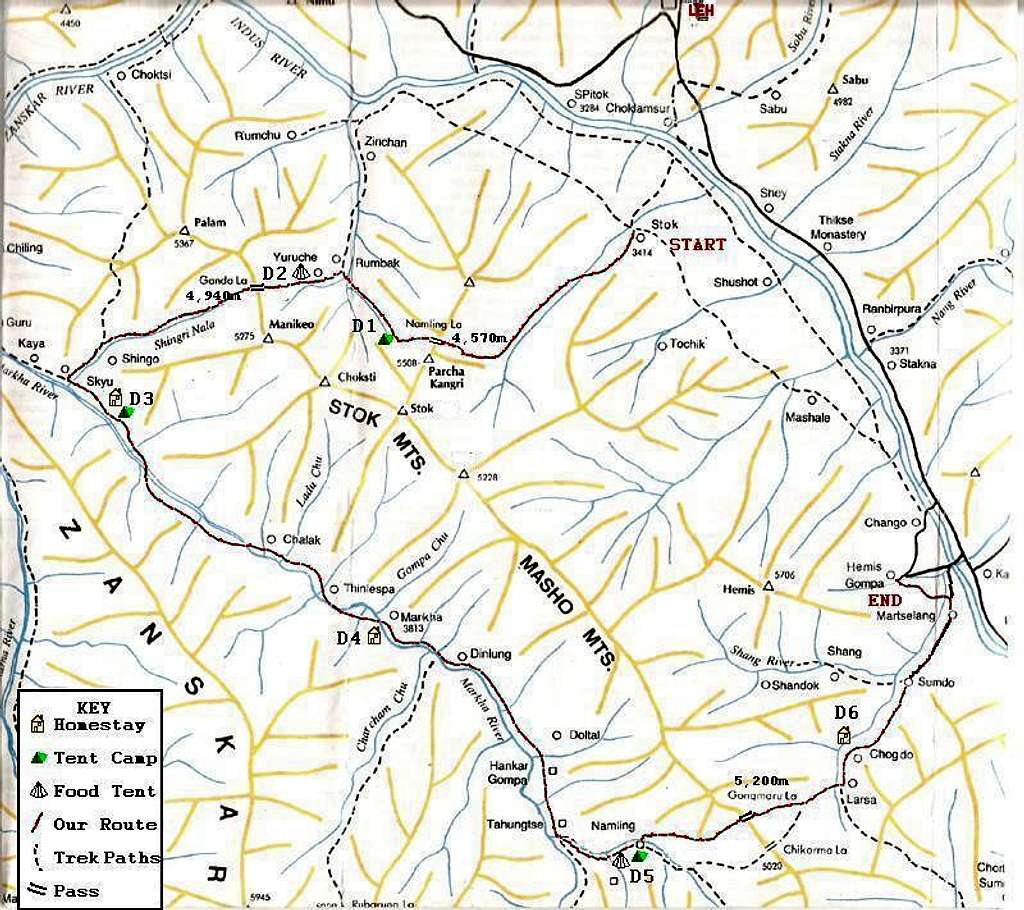 Markha Valley Trek Route