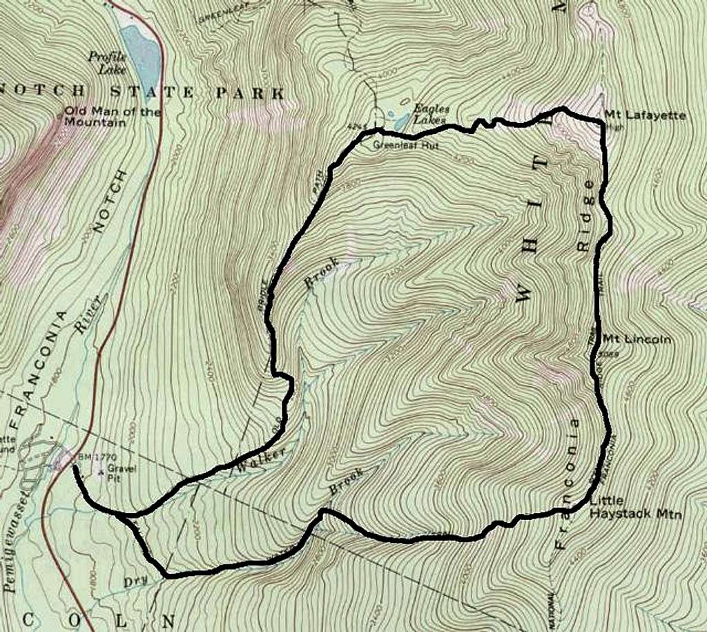 Map showing the loop hike of...