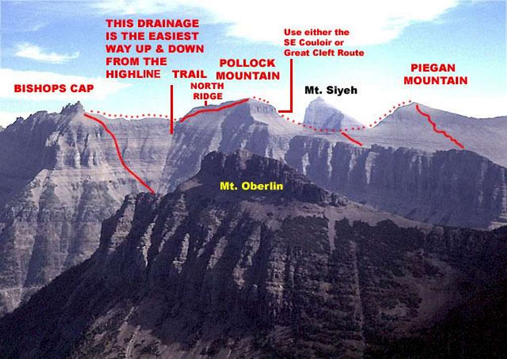 High Traverse - Bishops Cap, Pollock Mountain, and Piegan Mountain.