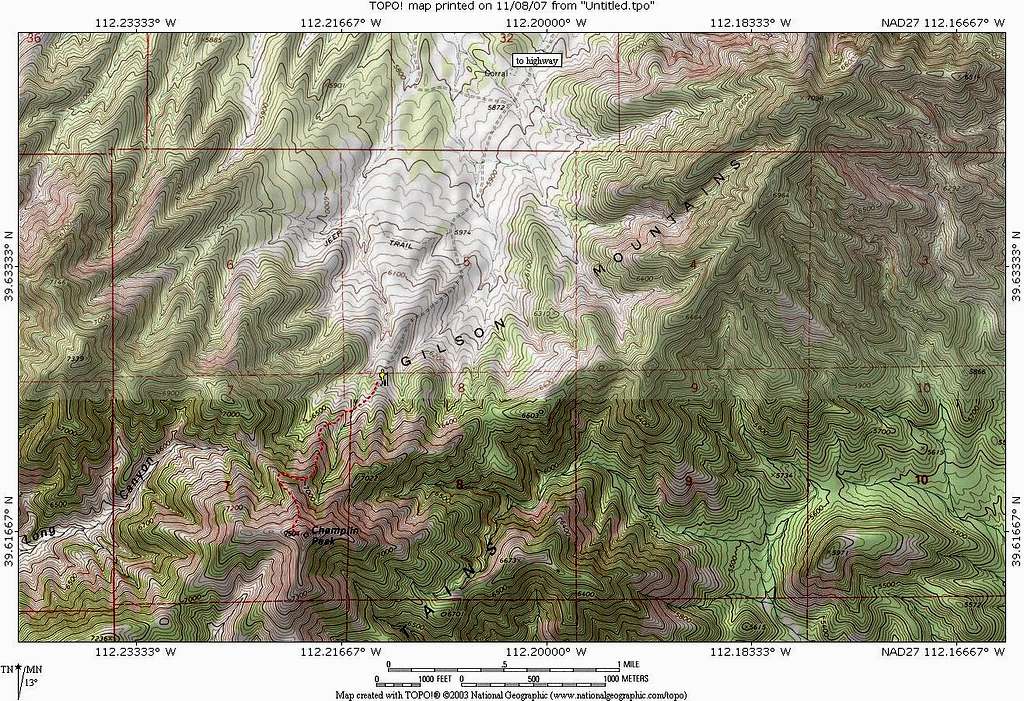 Champlin Peak route map