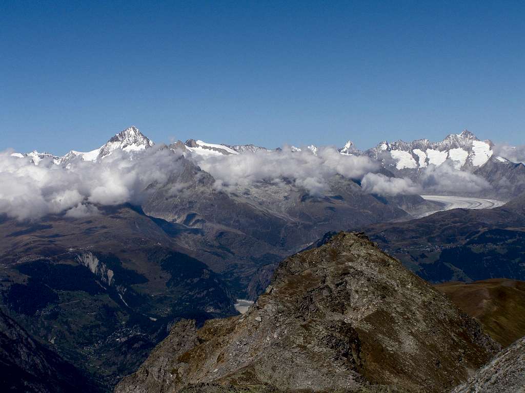 Aletschhorn and Finsteraarhorn from Spitzhorli