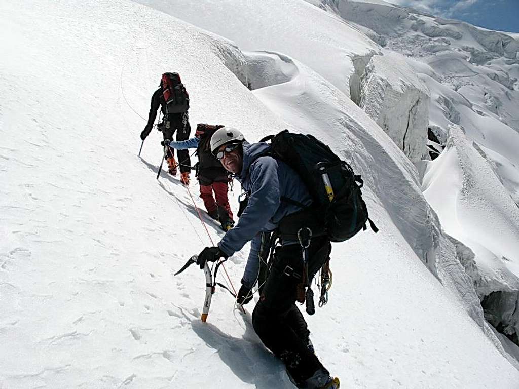 Climbers on the traverse
