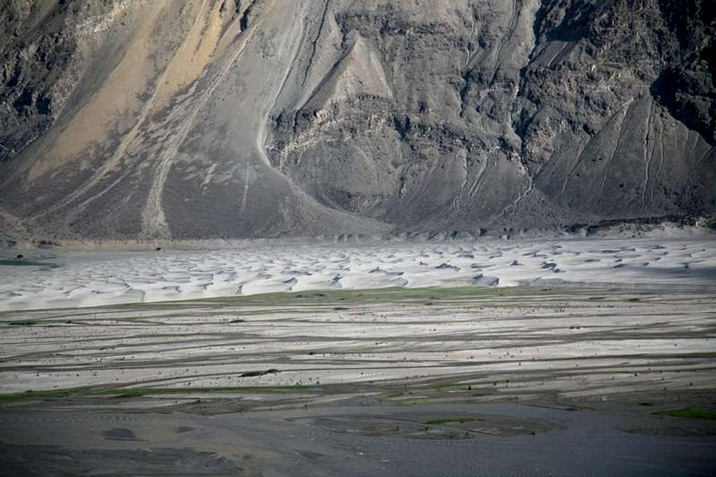 Shifting Sand Dunes 2300 meters above sea level from a pure desert beneath Shigar's encircling high peaks
