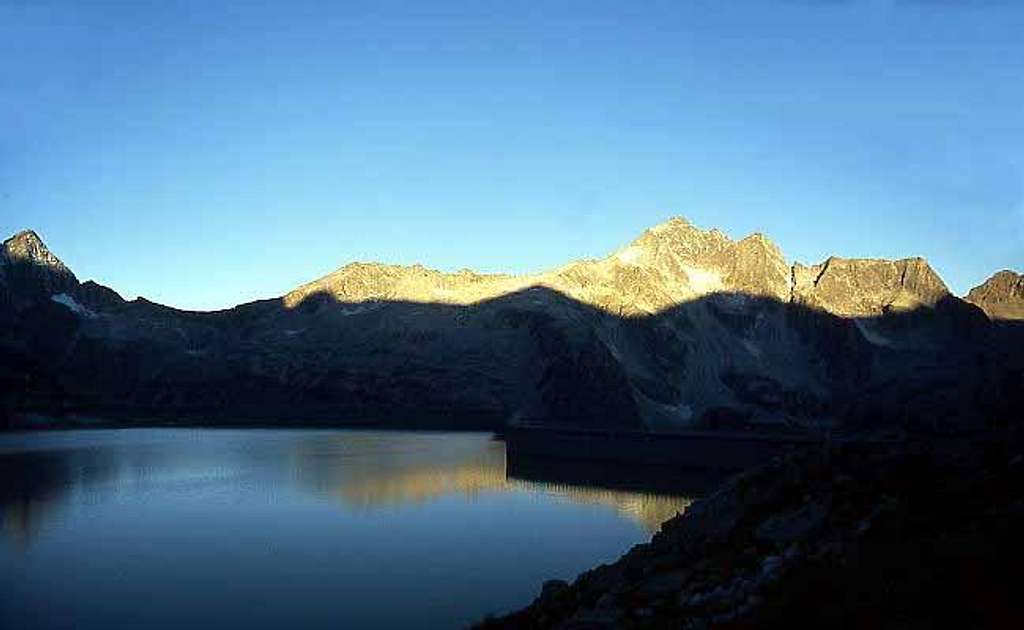 Corno Baitone seen from Lago d'Avio.