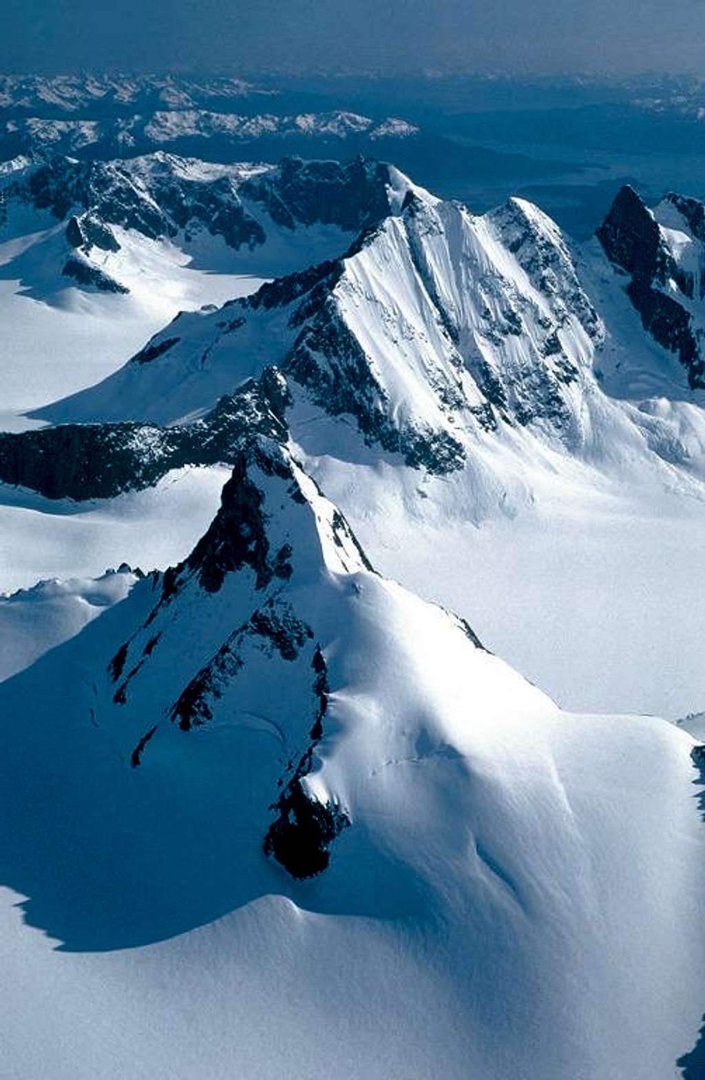 Aerial view of peaks in the Juneau Icefield