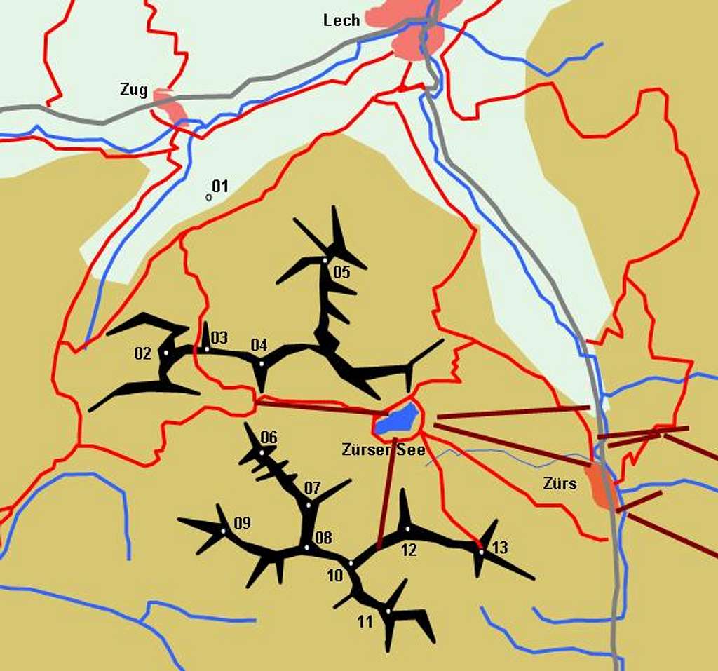 Schematic Map of the Wildgrubenspitze Group