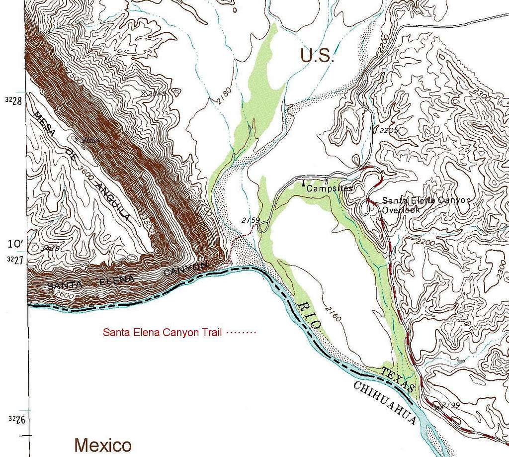 Map Extract for Santa Elena Canyon