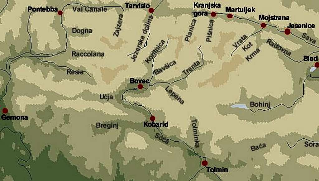 Main towns and valleys of...