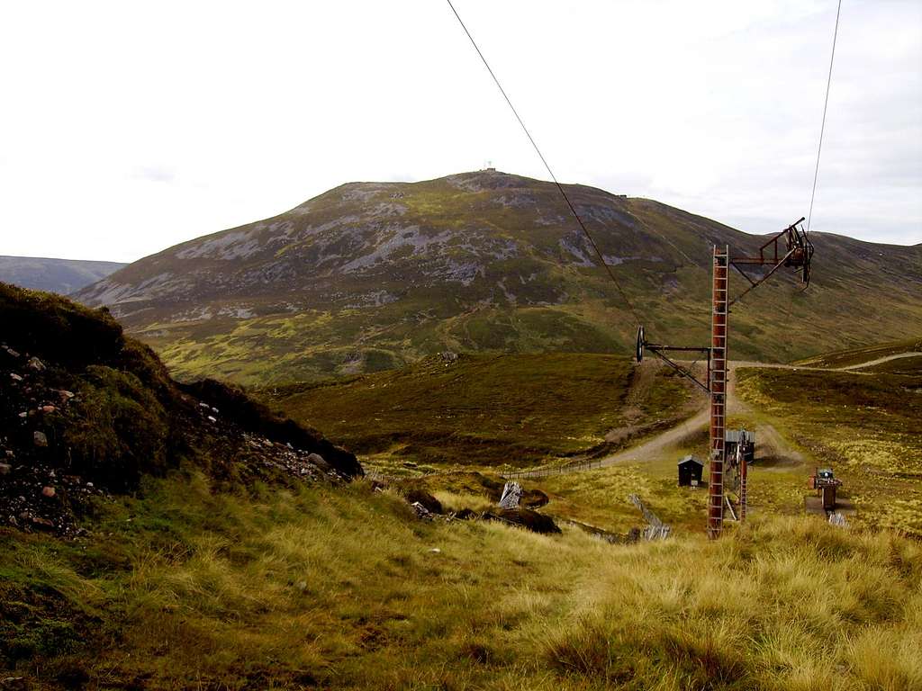 Ski lifts and The Cairnwell behind