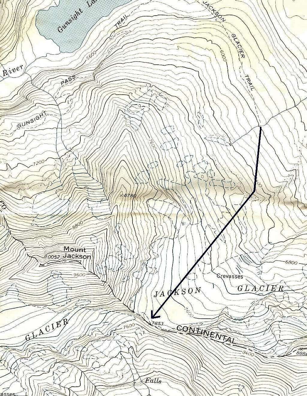Route from Gunsight Lake