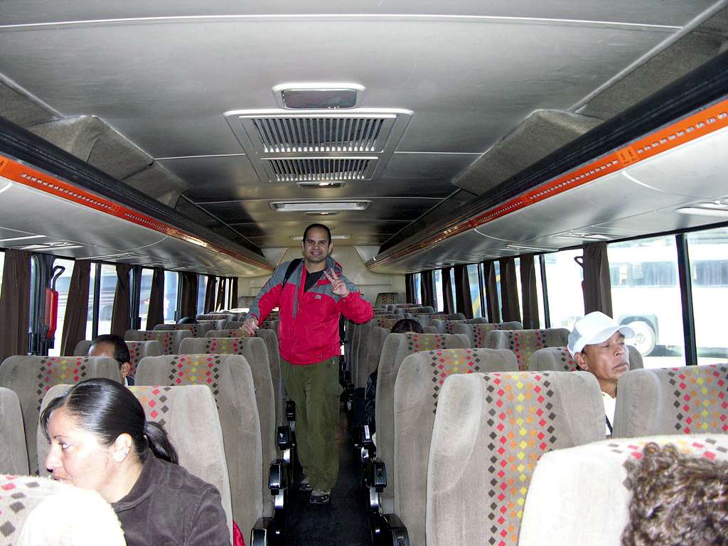 Inside the bus to Tlachichuca