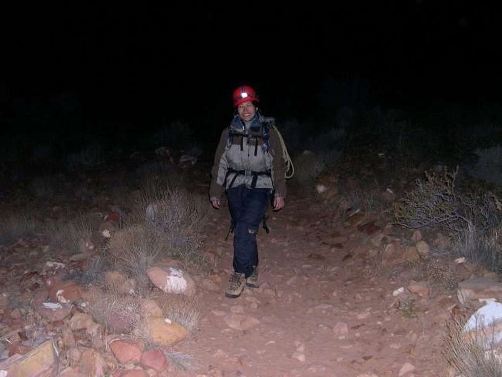 Shirley on our night hike out...