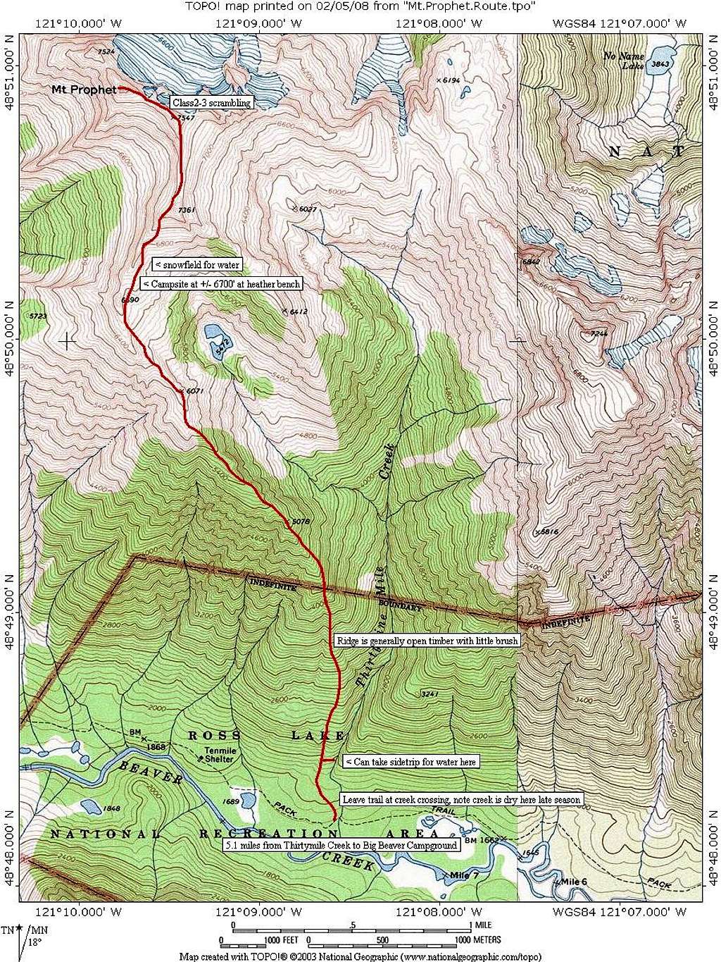 Mt. Prophet route map