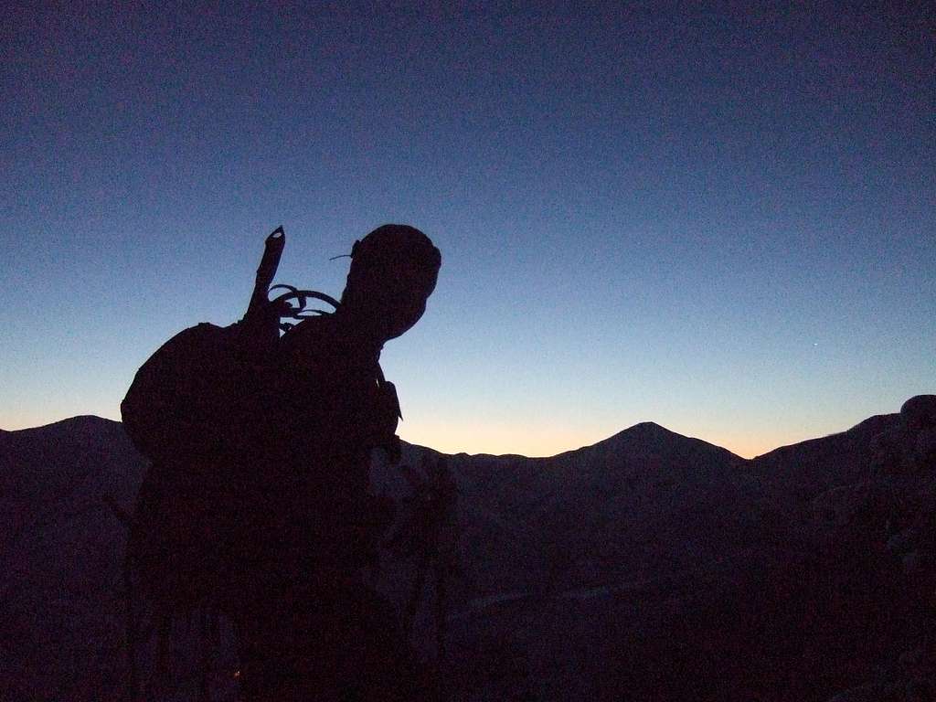 Brett silhouetted against the eastern horizon