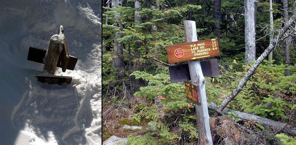 Elk Lake Trail Sign Comparison