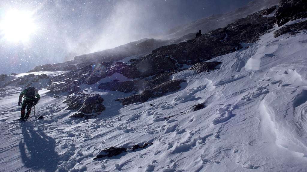 Battling Spindrift on Longs Peak's North Face